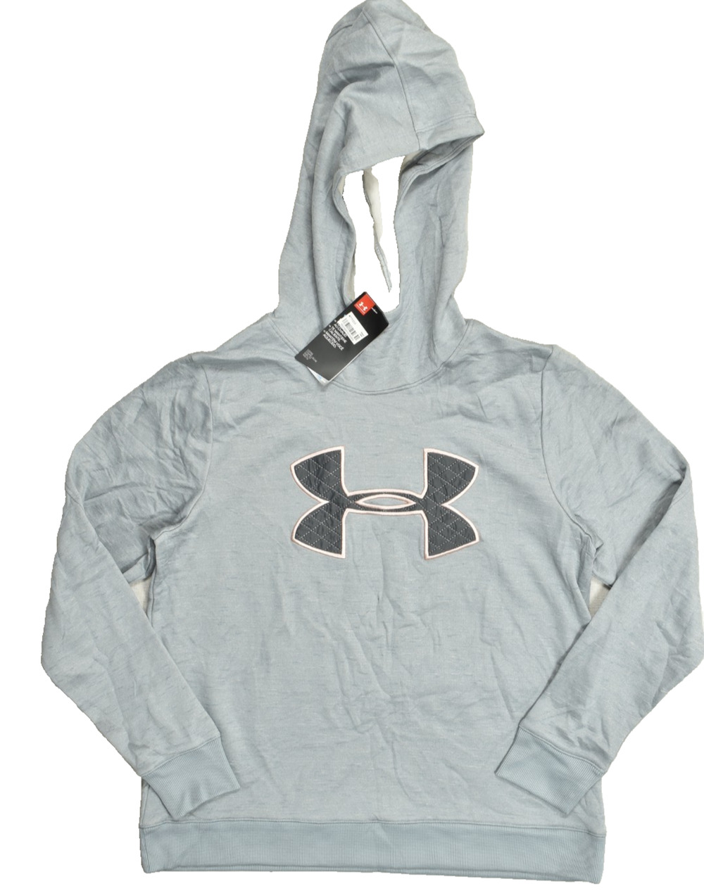 Under Armour ColdGear Womens L Gray Fleece Quilted Logo Hoodie Sweatshirt NWT